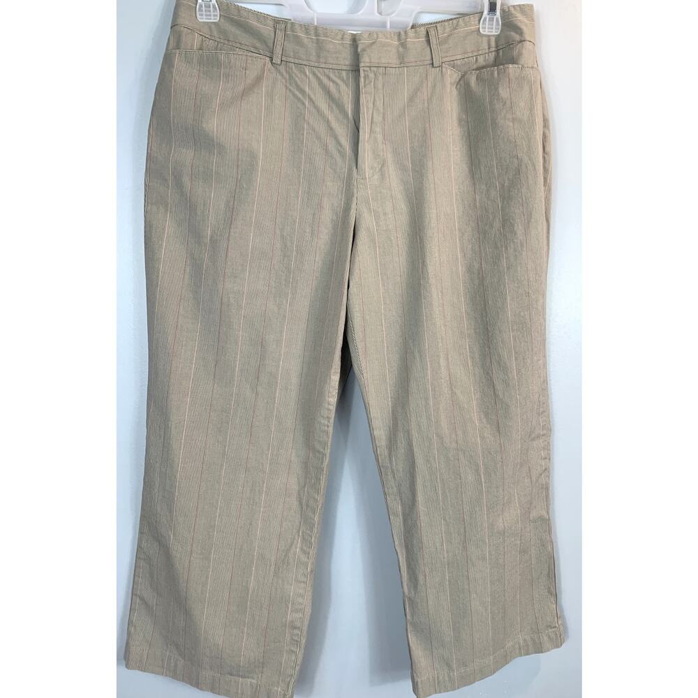 Docker's Metro Capri Women's Size 14 Light Brown Pinstripe